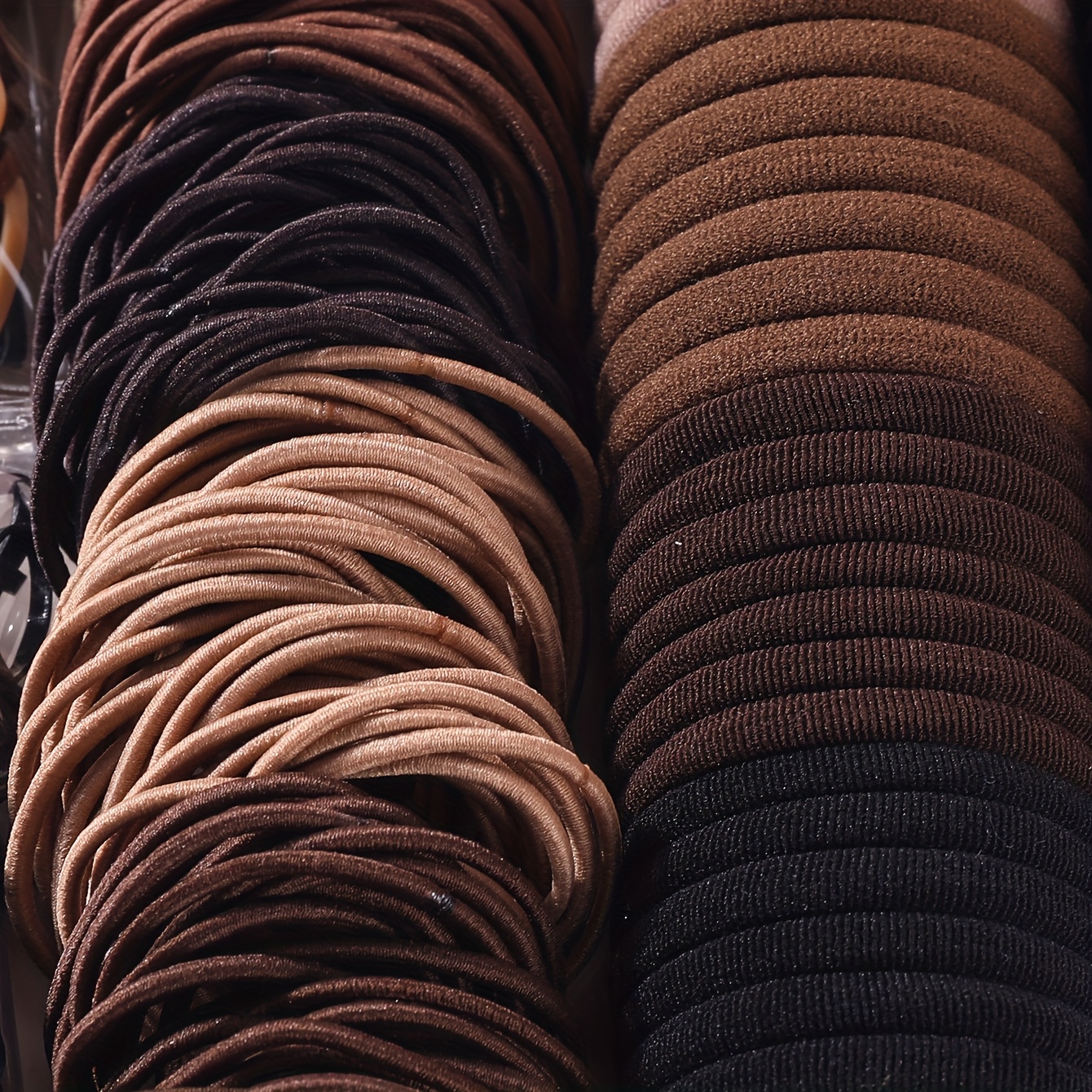 Ensemble d'accessoires pour cheveux foncés pour femmes : Chouchous élastiques sans couture pour queue de cheval, petits élastiques à cheveux, attaches à cheveux tendance et bandeaux