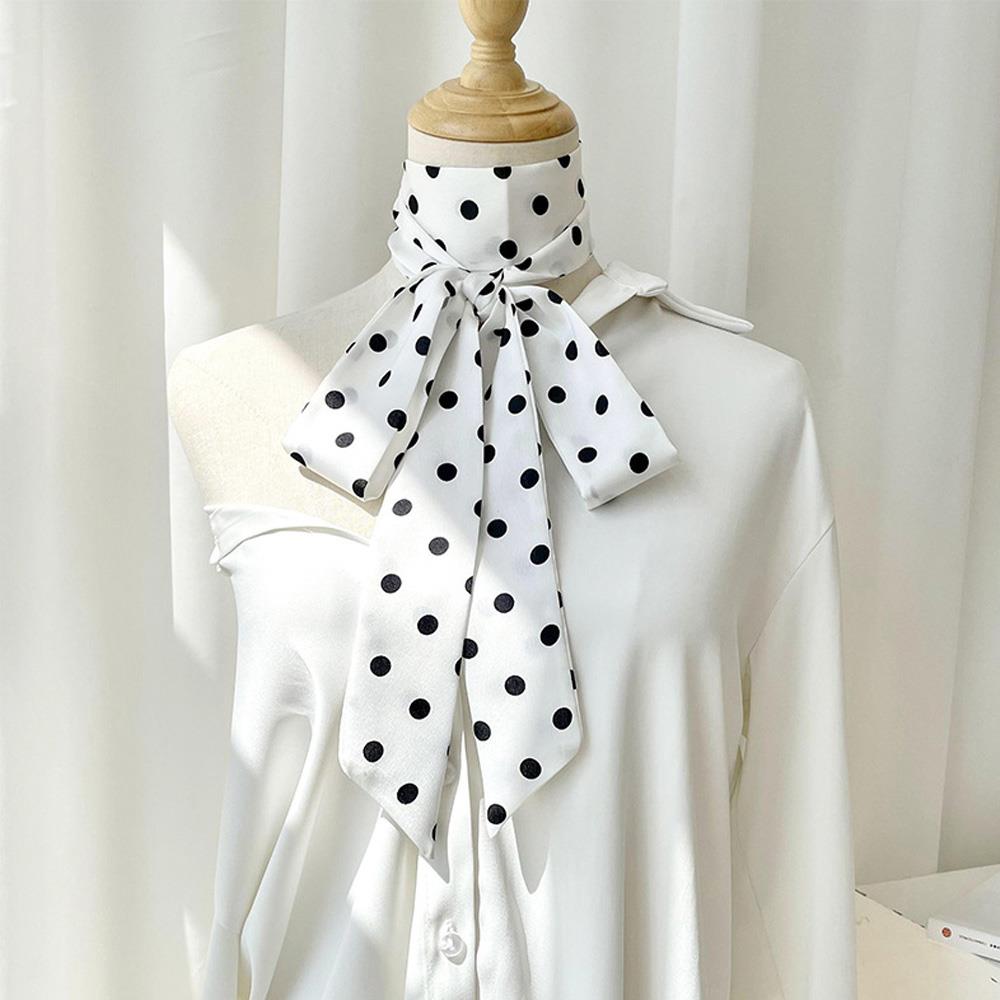 200*5 cm longue écharpe en soie élégant à pois foulard pour les femmes foulards de cou étroit Satin mince écharpe sac ruban bandeaux écharpe