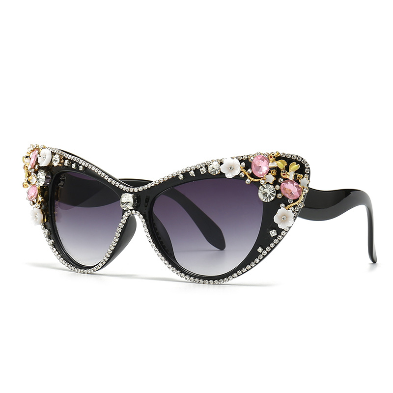 Lunettes de soleil œil de chat pour femmes et hommes, diamant de luxe sexy, design de marque vintage, grand cadre tendance, verre solaire en cristal et biscuits