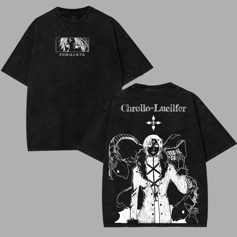 HUNTER × HUNTER Chrollo Lucilfer T-shirt vêtements pour hommes Manga Vintage lavé surdimensionné T-shirt à manches courtes coton t-shirts hauts