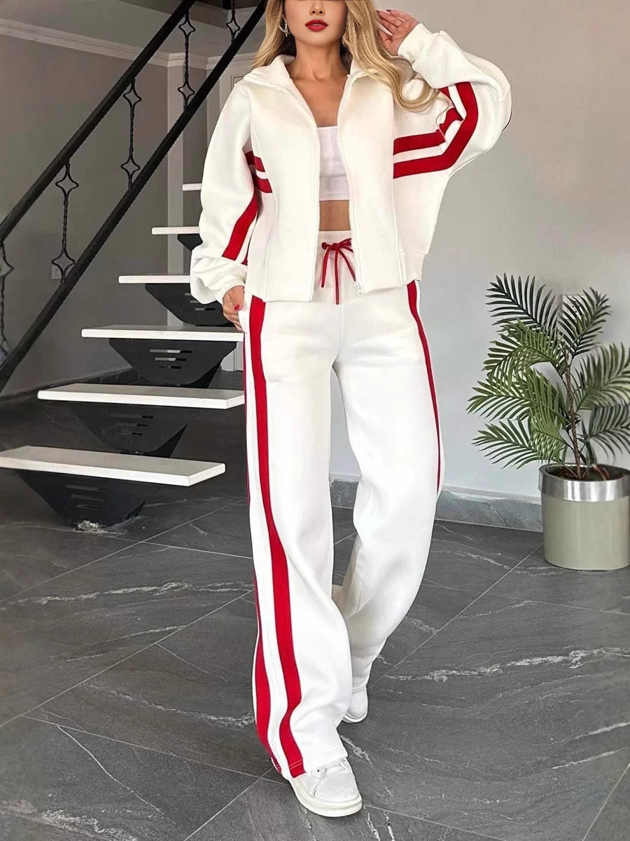 Mode deux pièces femmes blanc sport costume chemise de sport ample + pantalons décontractés ensembles vêtements de sport femmes vêtements survêtement femmes tenue