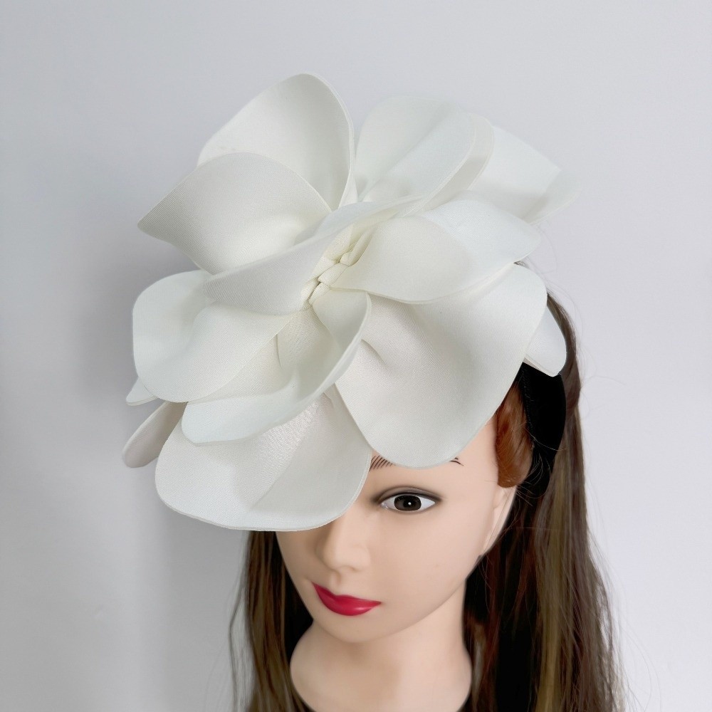 Nouveaux serre-têtes unis avec grande fleur, élégants accessoires pour cheveux pour femmes