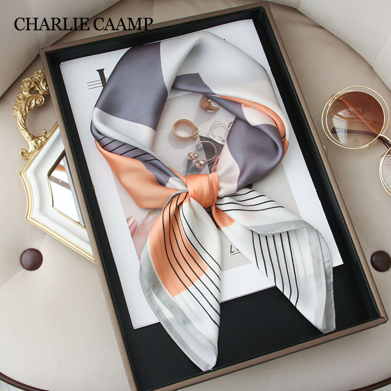 InjFeeling-Foulard Carré en Satin pour Femme, Bandana Imprimé, Bandeau de Sauna, Châle pour Cheveux, Hijab Rond, 70cm