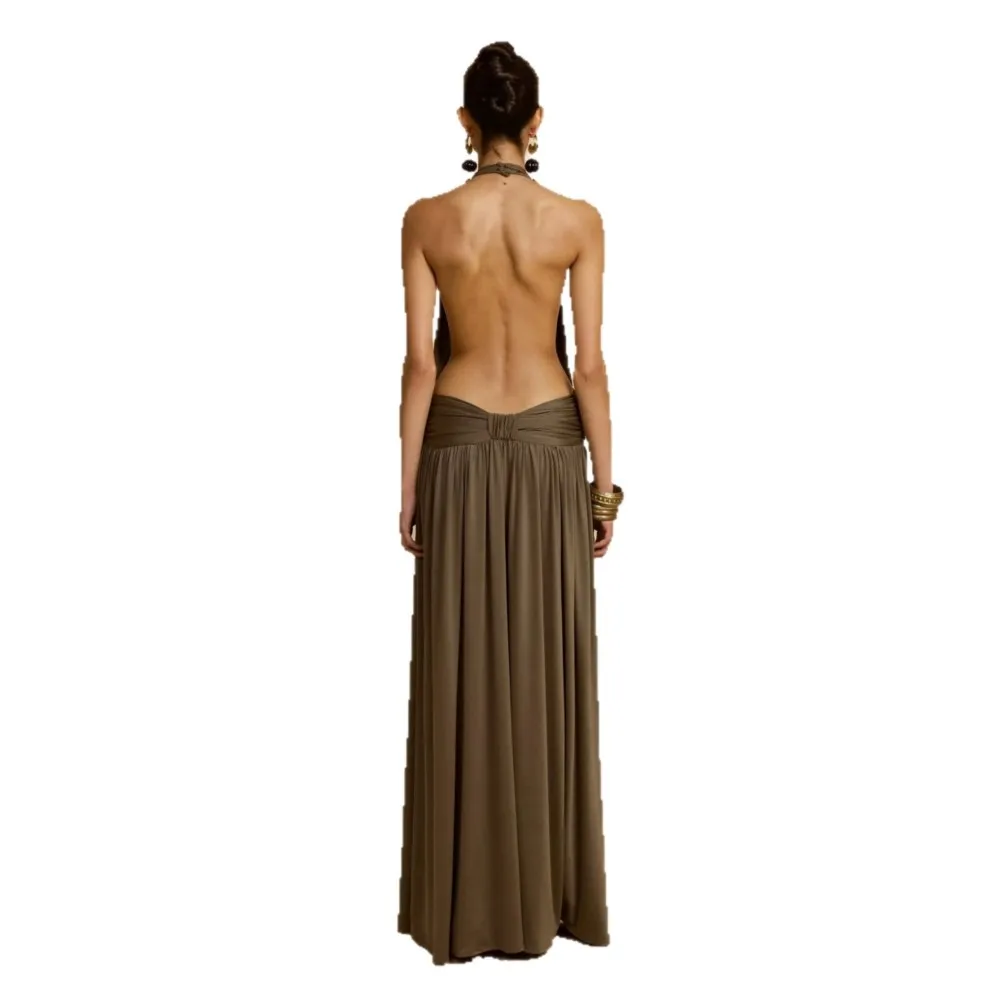 Robes pour femme, robe de soirée, robe de mariage, robe élégante, robe sexy, col plissé, sans manches, robe de banquet chic