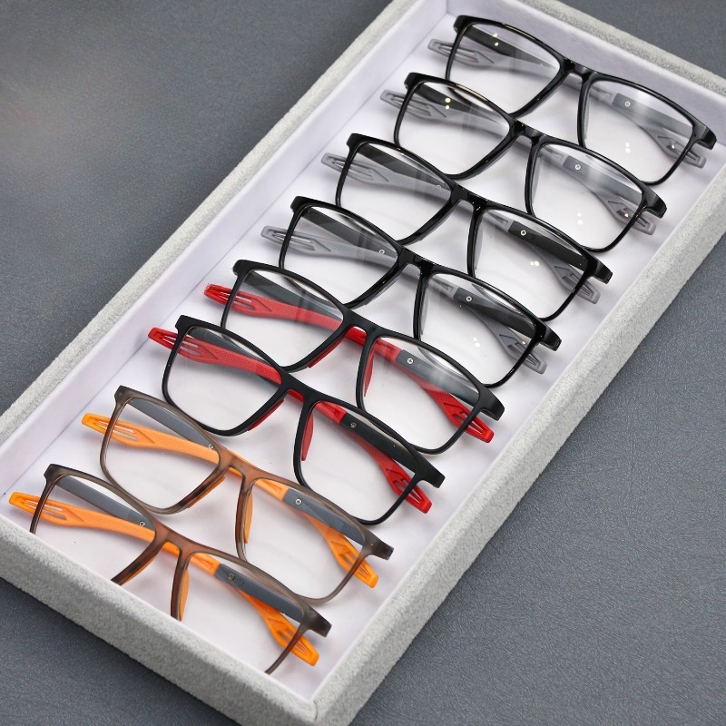8 paires de lunettes de lecture rectangulaires simples et élégantes avec branches antidérapantes, conçues pour les hommes et les femmes