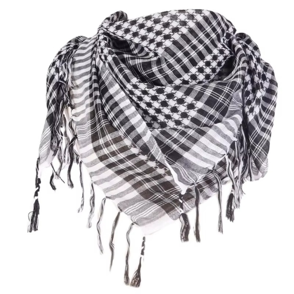 Grande Écharpe Arabe Shemagh avec Pompon, Foulard de Costume pour la Tête et le Cou, Bandana pour Hommes et Femmes