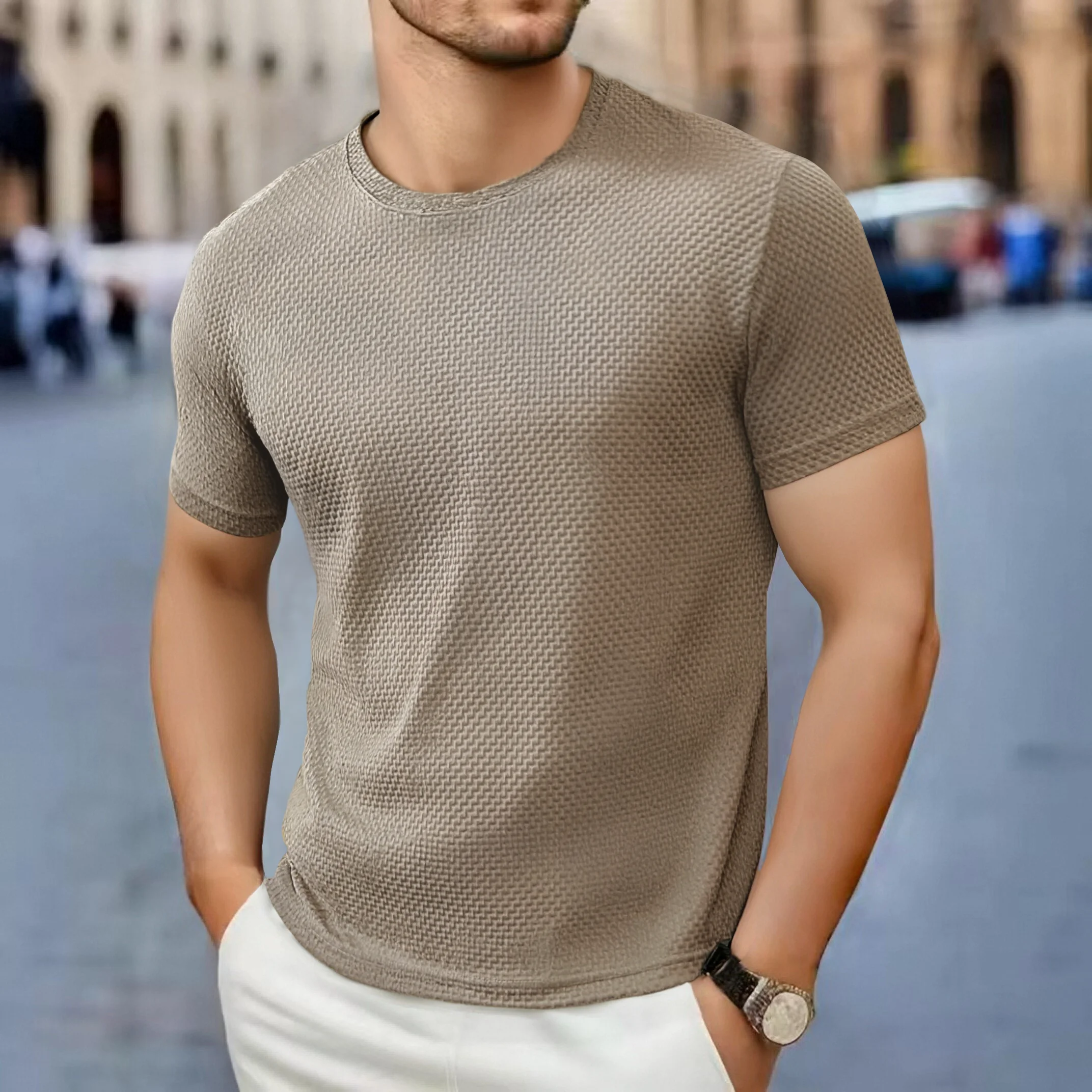 T-shirts d'été en soie glacée haut de gamme, couleur unie, haute qualité, à manches courtes, respirants, pour hommes, vêtements de marque, 4XL