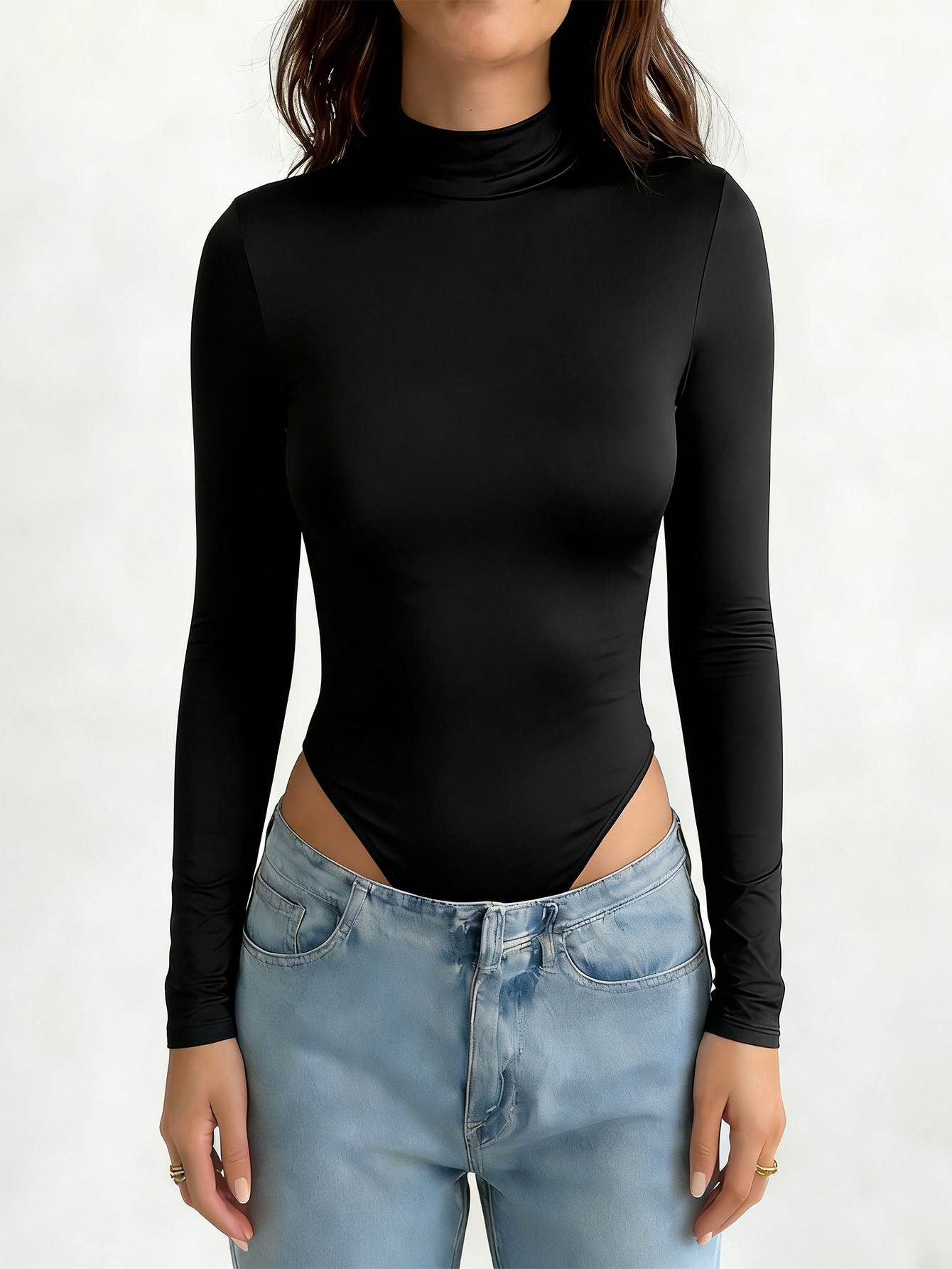Robe une pièce à manches longues pour femmes, taille plus - style basique tendance, vêtement moulant - tenue de danse, pantalon une pièce