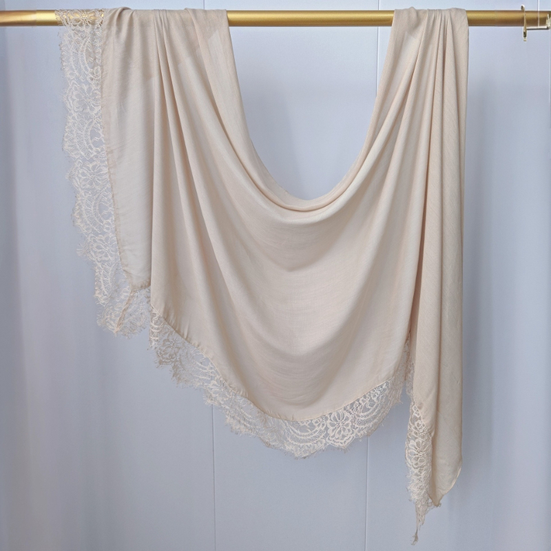 Hijabs en modal à dentelle pour le Ramadan, imprimé à pois double face, pour femmes, foulard de mode musulmane, couvre-chef pour femmes, turban