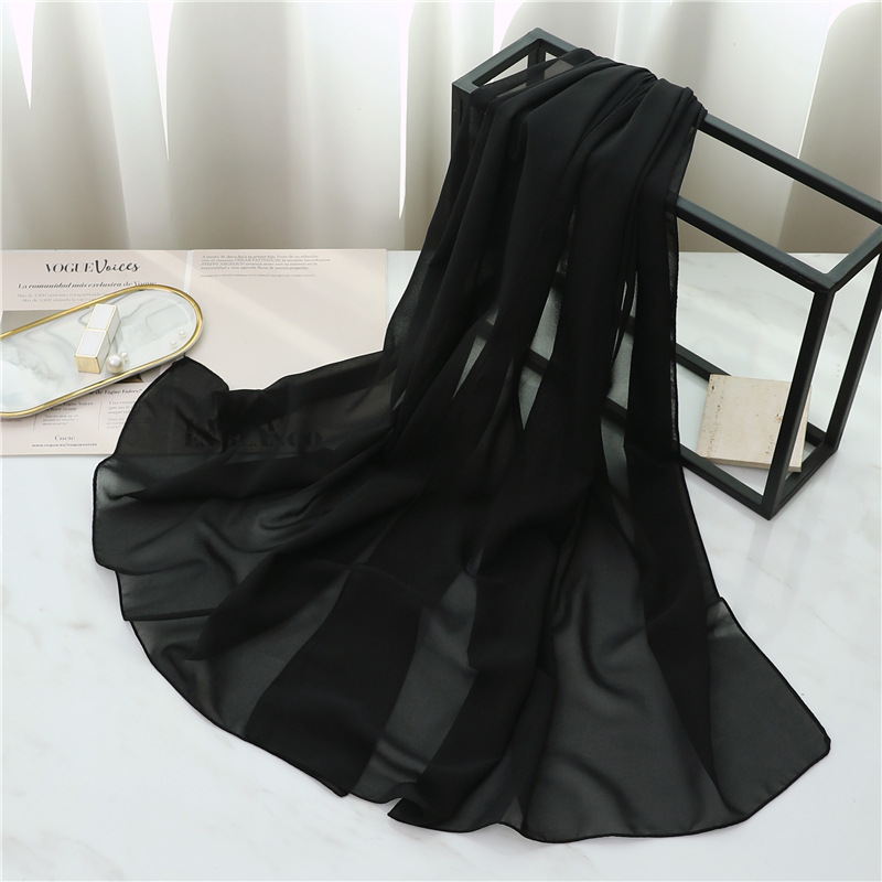 Écharpe longue en soie d'été pour femmes, grand châle, bandeau, design uni, hijab, étoles de plage, foulard féminin, écharpe, bandana