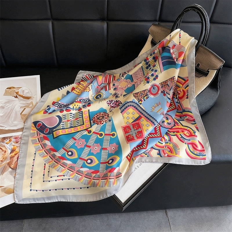 Foulard carré de luxe imprimé pour femme, turban, hijab, bandana, cache-cou, mouchoir, châle, écharpe coupe-vent