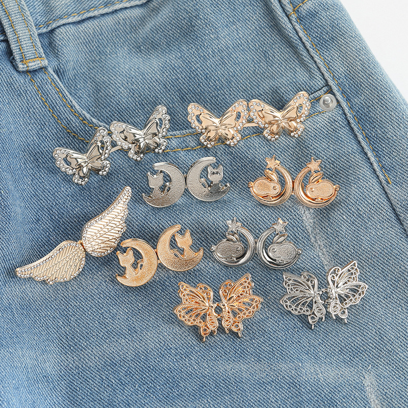 Boucle de taille de serrage réglable pour jeans, aucun couture requise, ajusteur de bouton papillon pour pantalons et jupes, fournitures de vêtements