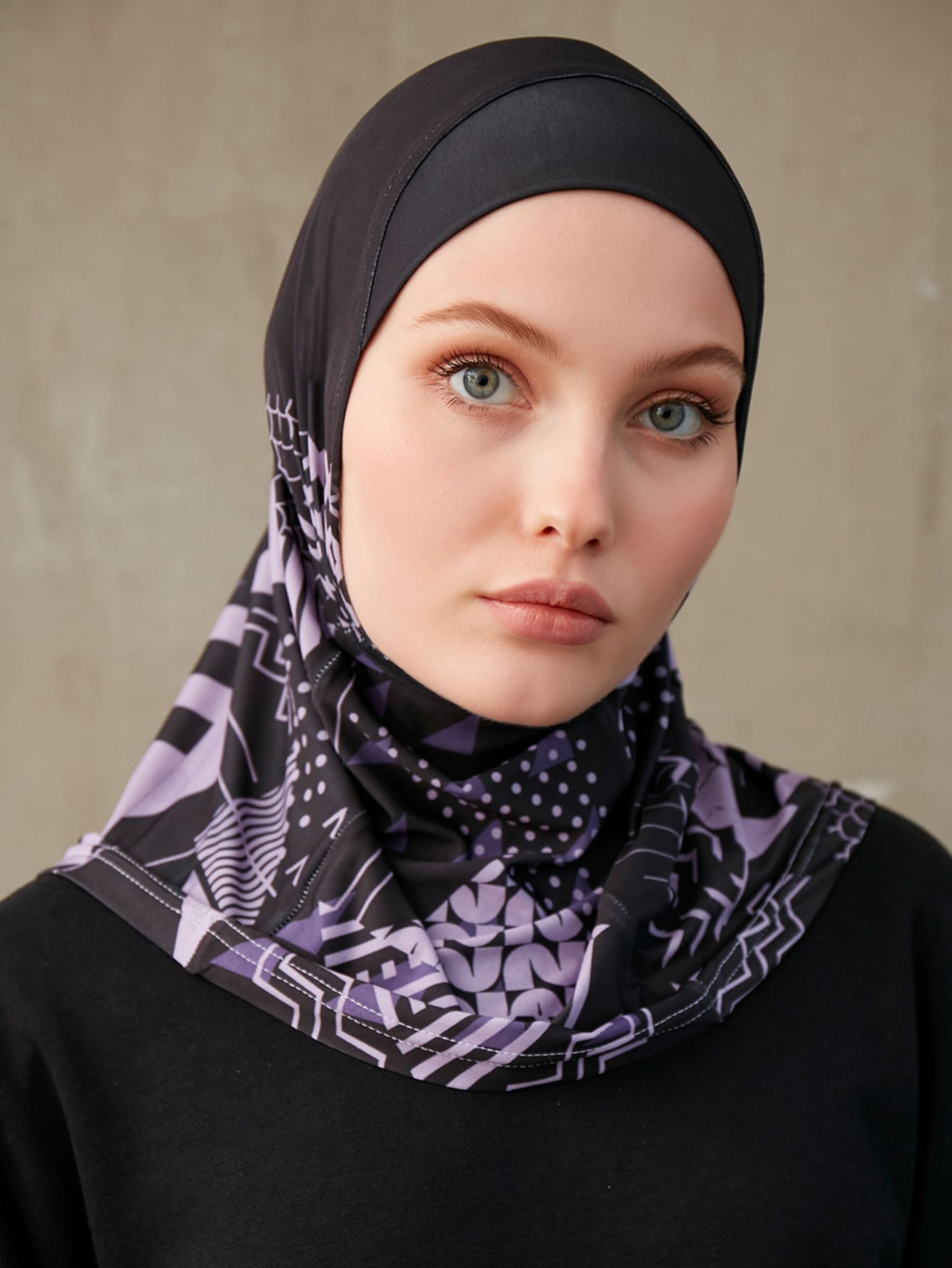 Hijabs d'intérieur sportif pour femmes musulmanes, turban instantané islamique respirant pour dames, motif à impression géométrique, bande ronde pour la tête