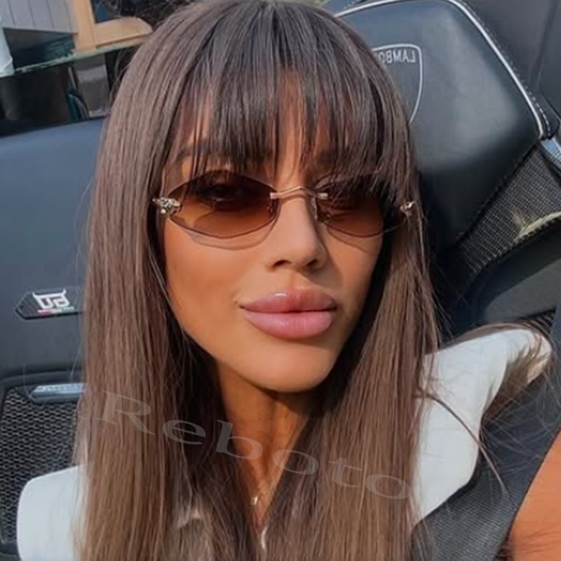 Lunettes de soleil polygonales sans bords pour femmes, verres dégradés tendance, nuances métalliques, marque de luxe, petit losange, Vintage