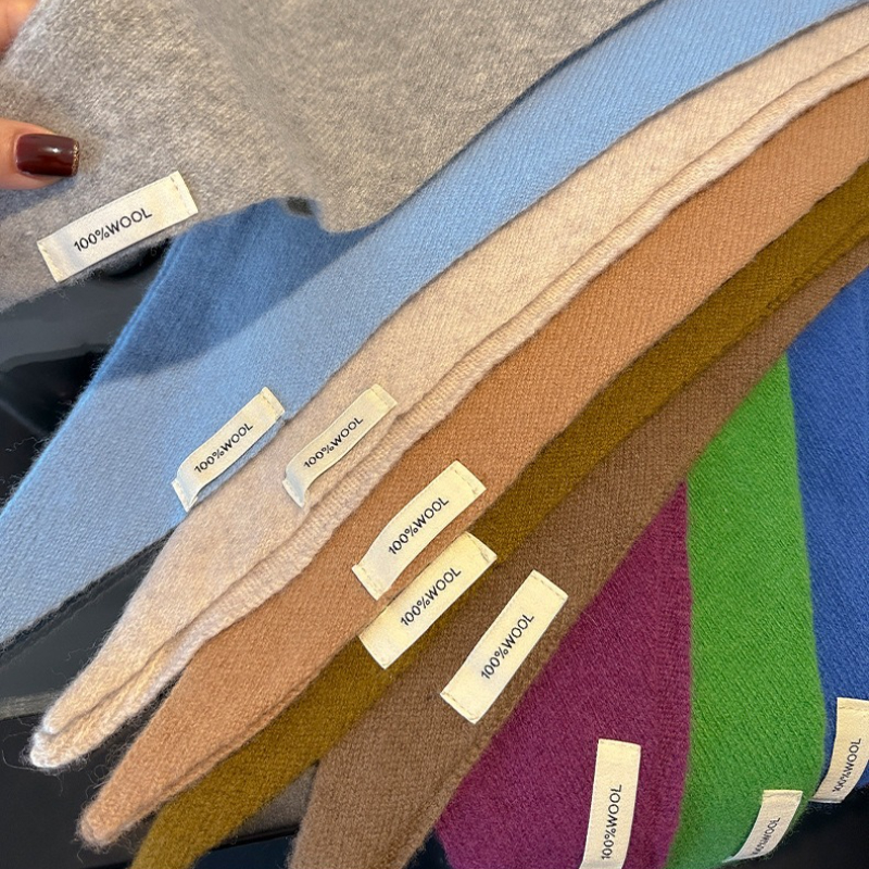 Écharpe triangulaire coréenne britannique en laine 100% pour femme, foulard tricoté multifonctionnel et chaud