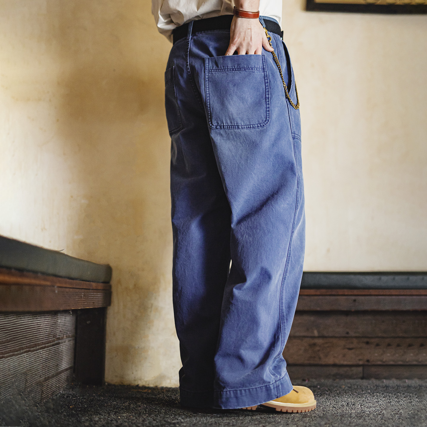 Maden – jean vintage en denim délavé pour hommes, pantalon de travail en toile de coton bleu avec fermeture éclair, coupe ample, pantalon décontracté pour le printemps et l'automne