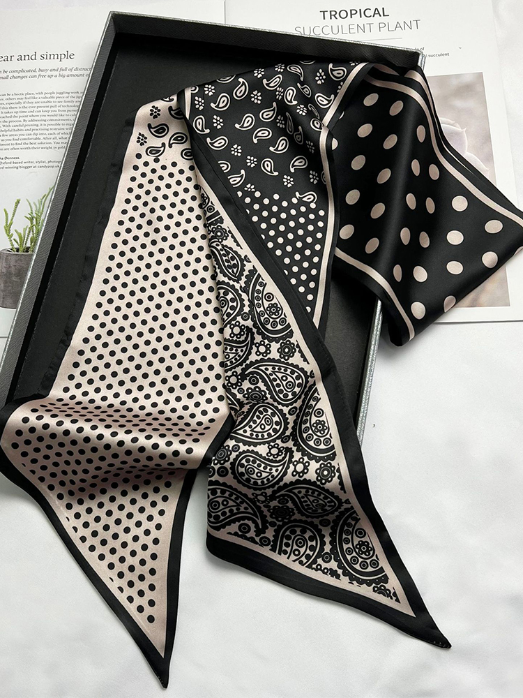 2025 foulard imprimé noix de cajou foulard en soie ruban mince foulard en soie femme étroit Long multi-fonctionnel ruban décoratif écharpe