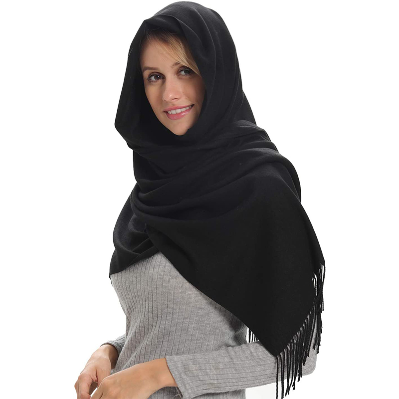 Mode femmes écharpe mince châles couleur unie femmes écharpe hiver Hijabs glands Long cachemire comme Pashmina Hijabs foulards enveloppes