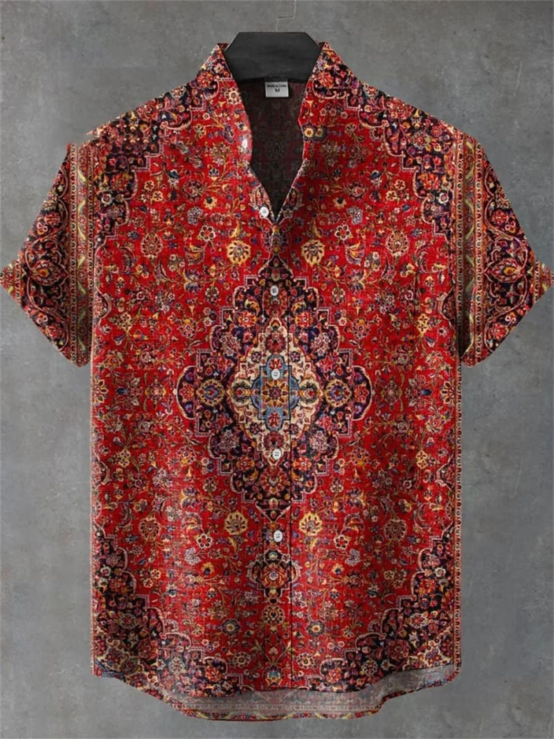 Chemise de luxe décontractée pour hommes, rétro, manches courtes, chemise à revers, Style ethnique, tendance, impression 3d, vêtements pour hommes