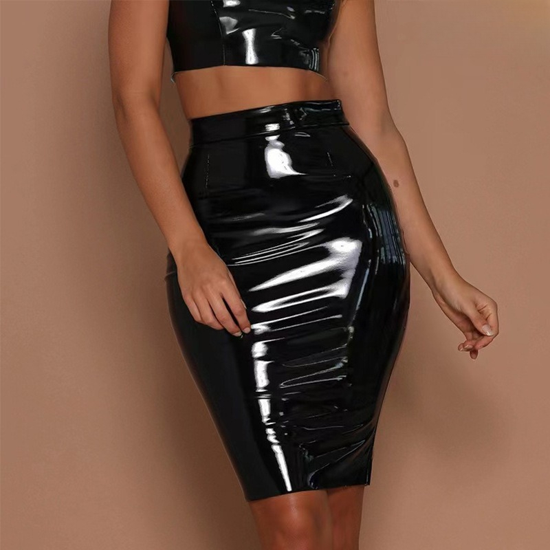 Jupe courte moulante taille haute en similicuir PU, couleur unie, sexy, nouvelle collection printemps-été pour femme