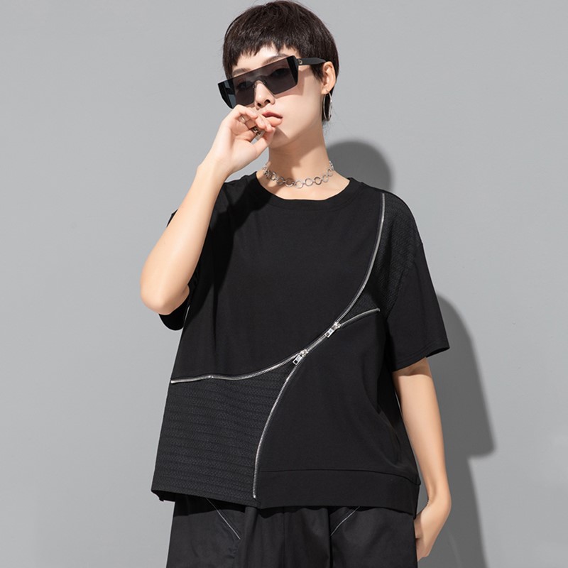 Manches courtes surdimensionné noir coton décontracté ample été t-shirt femmes t-shirt femme t-shirt 2025 haut court streetwear vêtements