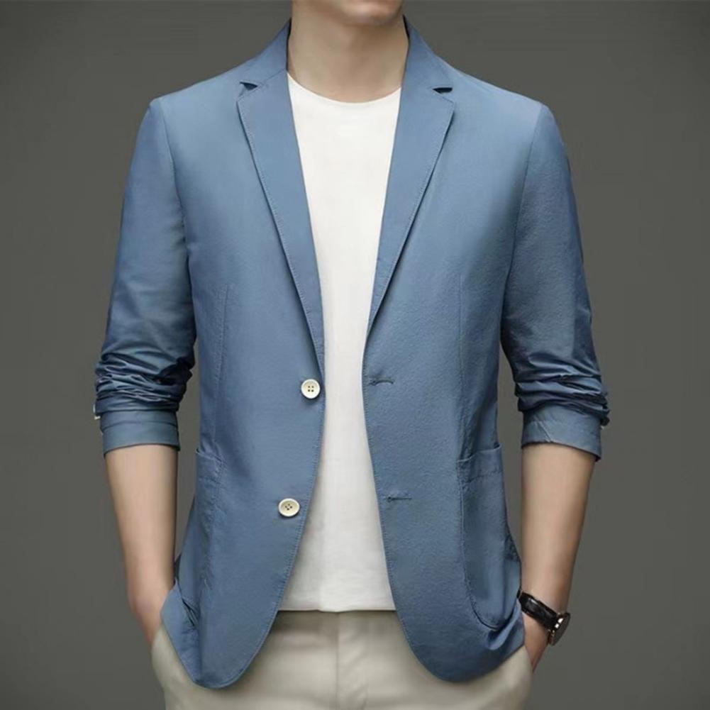 Manteau de costume d'été formel pour hommes, manteau d'affaires à revers, poches à Double boutons, Cardigan solide, vestes de costume amples pour hommes, veste de travail