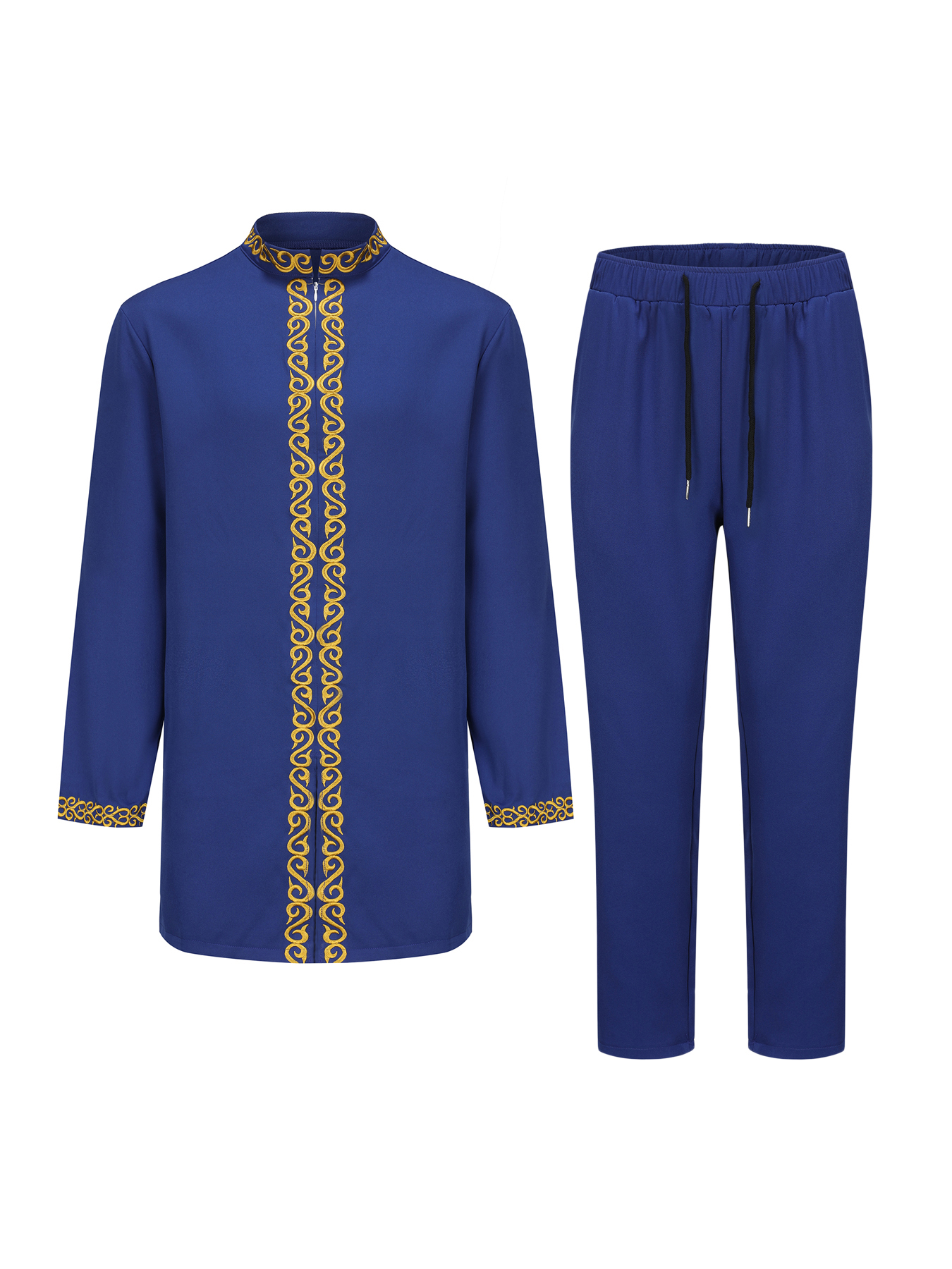 Caftan complet pour hommes, costume brodé à manches longues, Style ethnique africain, vêtements traditionnels pour hommes, costume de luxe 2 pièces