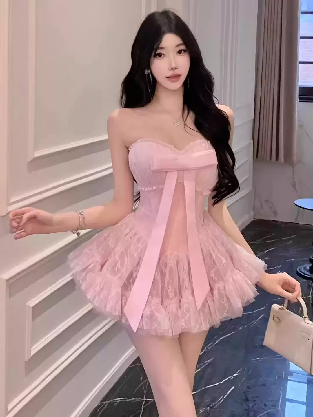 Nouvelle Robe de Soirée Élégante et Luxueuse pour Femme, Modèle Coquette à Épaules Dénudées avec Nœud en Tulle, Taille Haute et Jupe Bouffante Style Fée Princesse