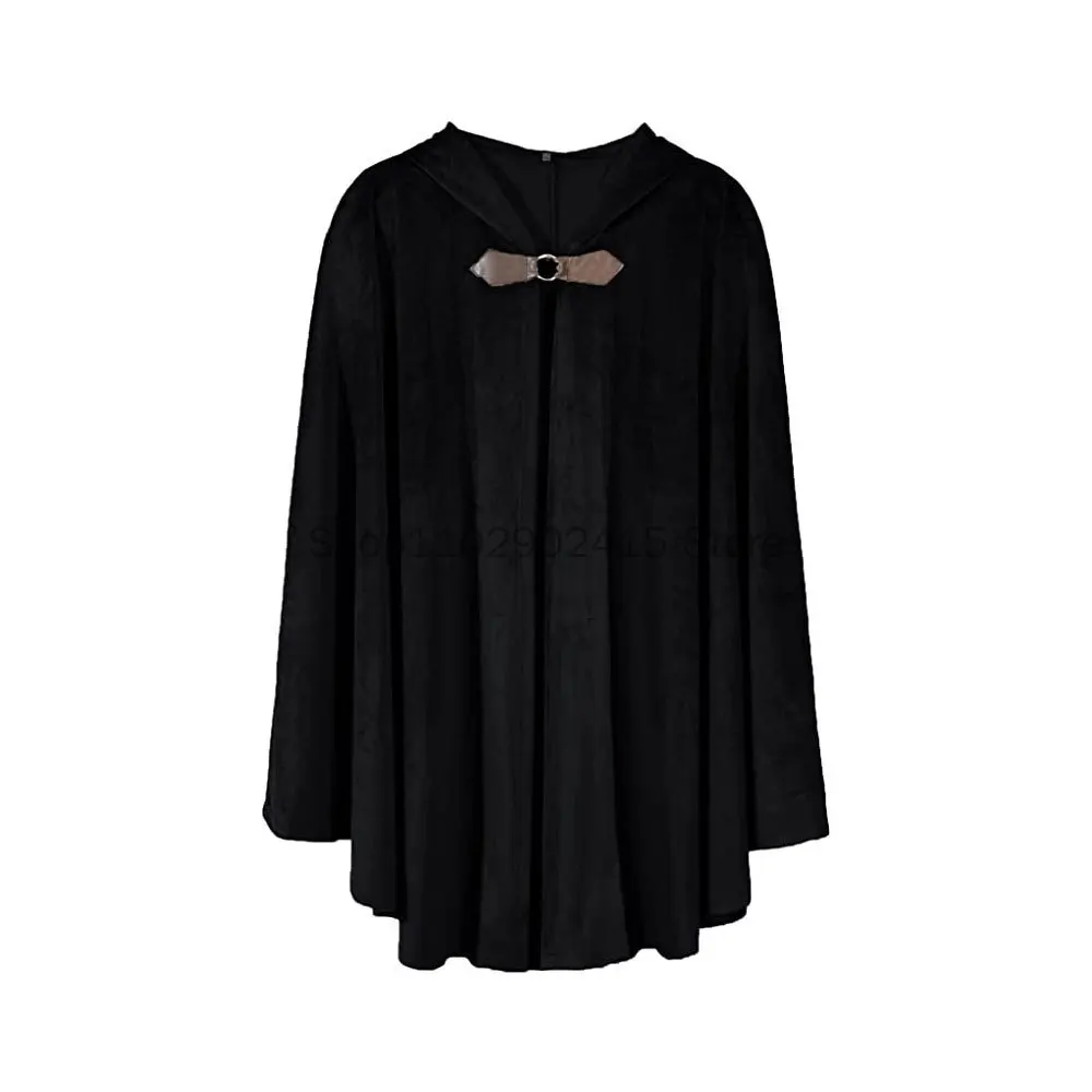 Cape à capuche en daim, Cape de chasseur médiéval, Halloween adulte, magicien guerrier, Robe de chevalier, vêtements de Cosplay, Costume de drame sur scène