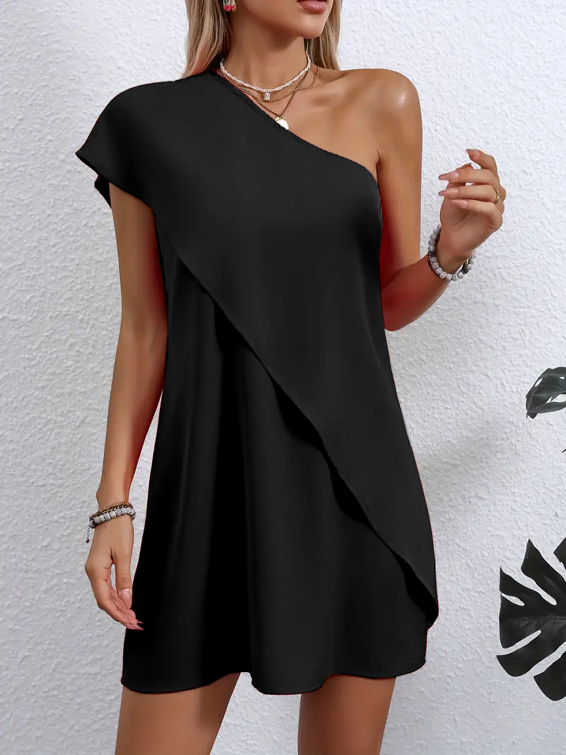 Robe élégante décontractée simple pour femme avec manches en dentelle, mini-robe tendance pour la saison printemps/automne