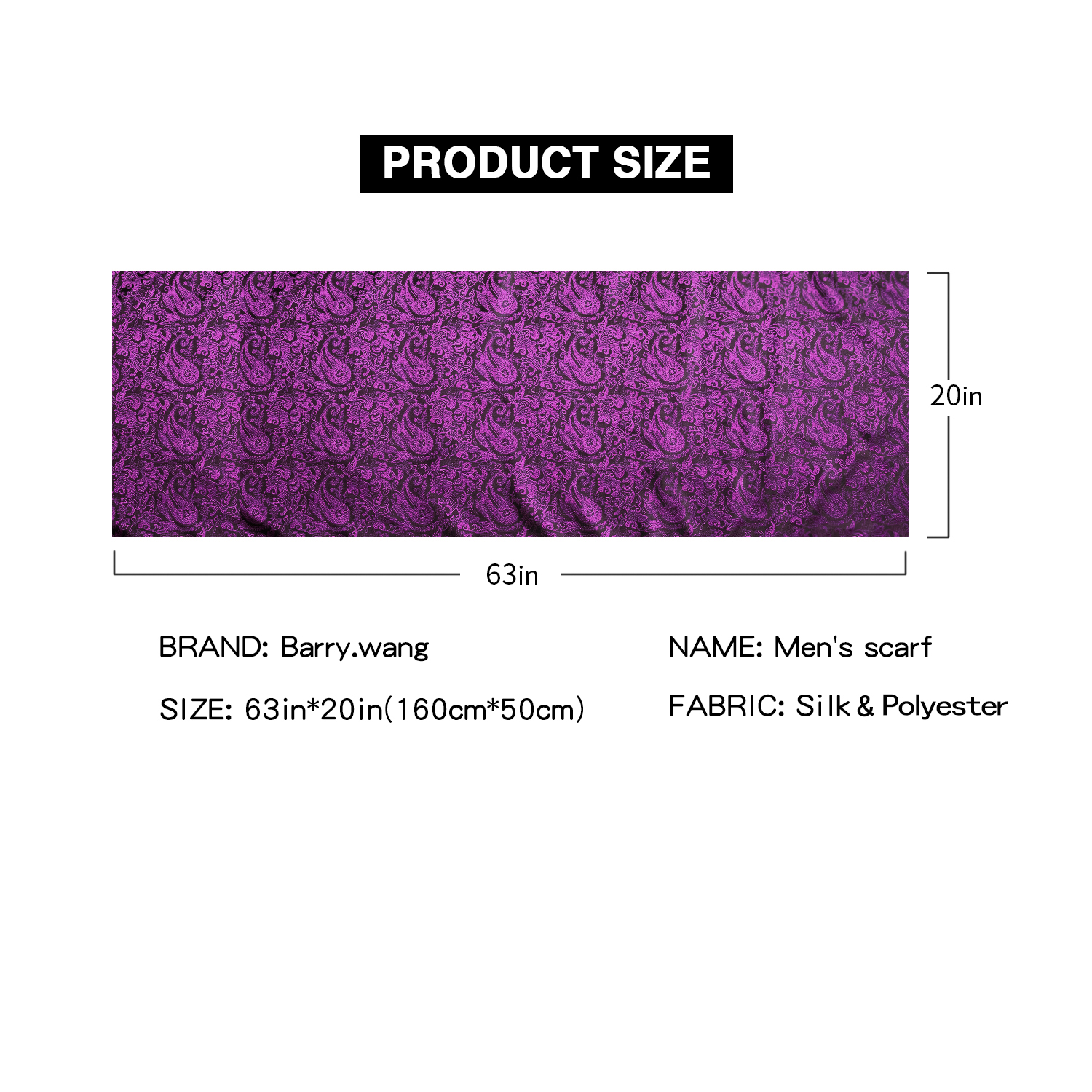 Écharpe pour homme Barry.Wang, jacquard floral, motif paisley, décontractée, formelle, or, vert, rouge, bleu, violet, gris, pour mariage, affaires, fête
