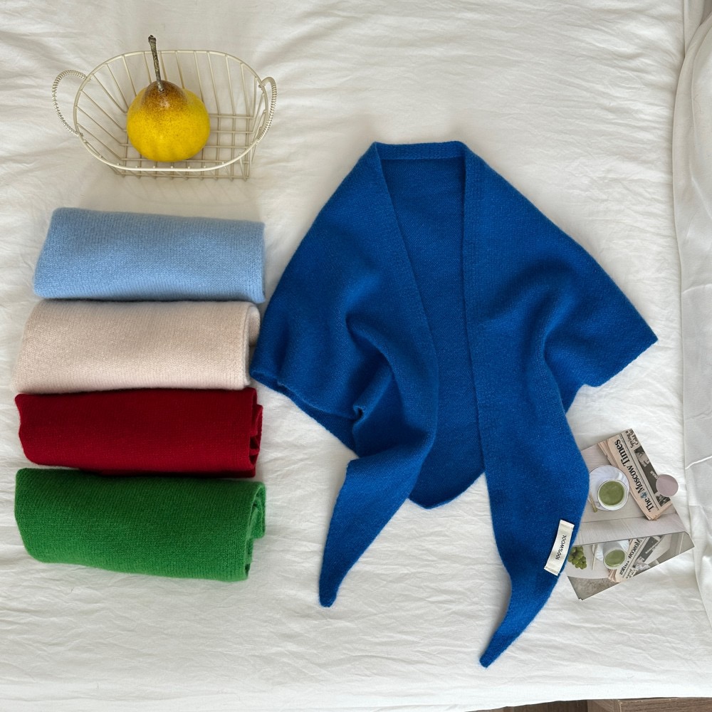 Écharpe en laine pure tricotée pour femme, 100 % laine, châle d'hiver chaud et épais, pashmina triangulaire doux, design basique uni et lumineux, 2026