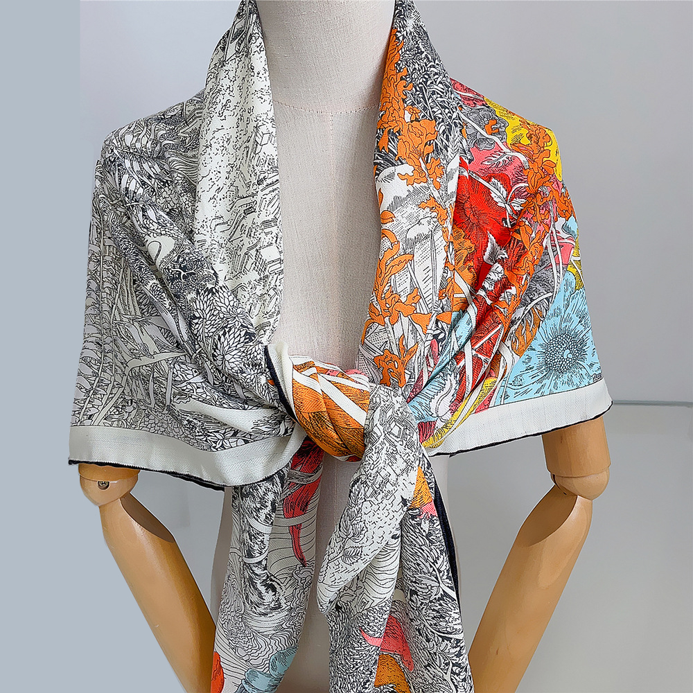 130cm garder au chaud hiver écharpe femmes marque soie cachemire carré écharpe châle luxe foulards enveloppes Pashmina mode Hijab Bandana