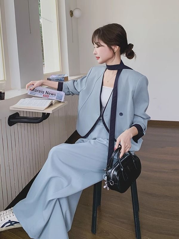 Costume deux pièces pour femmes, costume décontracté coréen printemps et automne 2025