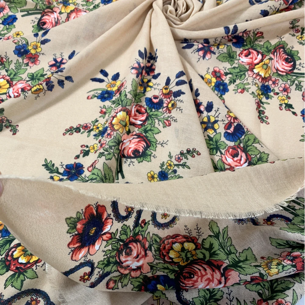 Foulard carré russe fin et respirant pour femmes, 120x120cm, Bandana de luxe imprimé Floral, châle, Foulard de plage