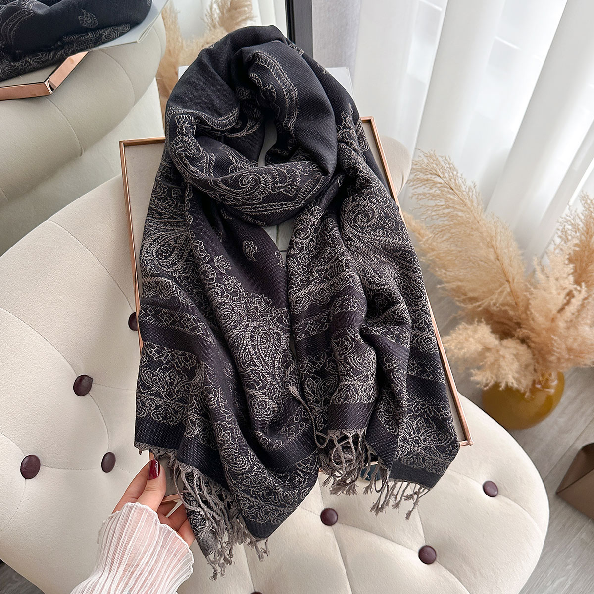 Nouvelle marque de luxe bohême Pashmina Paisley Hijab écharpe longue châle musulman femme Foulard doux Turban enveloppes pour femmes bandeau