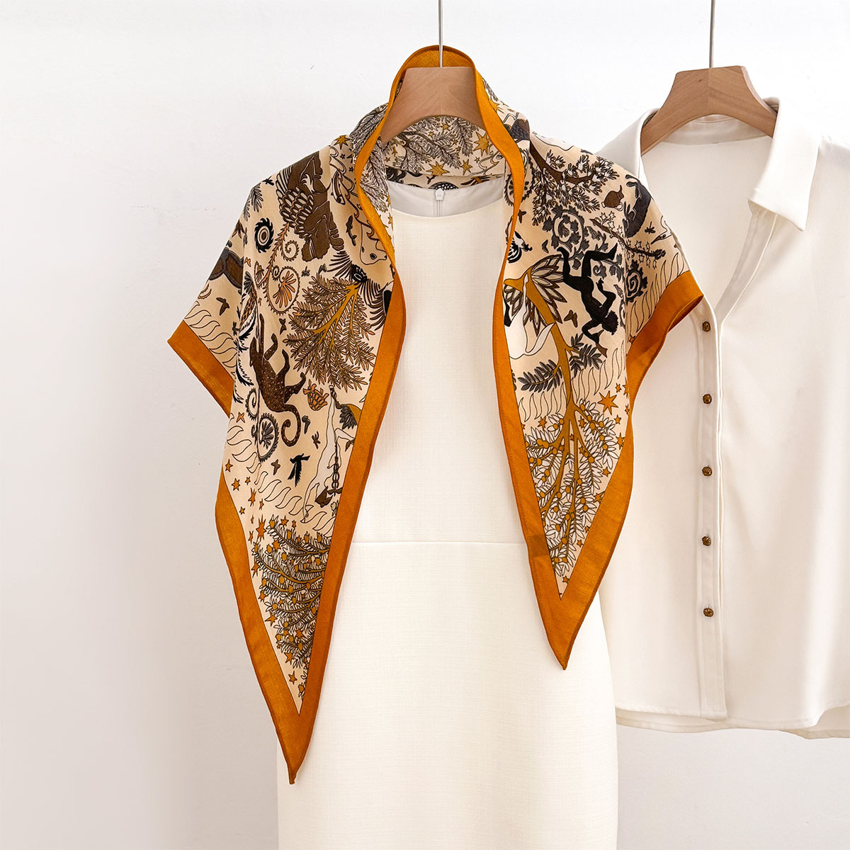 Écharpes en satin doux imitation soie, foulard carré imprimé rétro pour femmes, bandanas, hijab de luxe, foulard élégant, châles