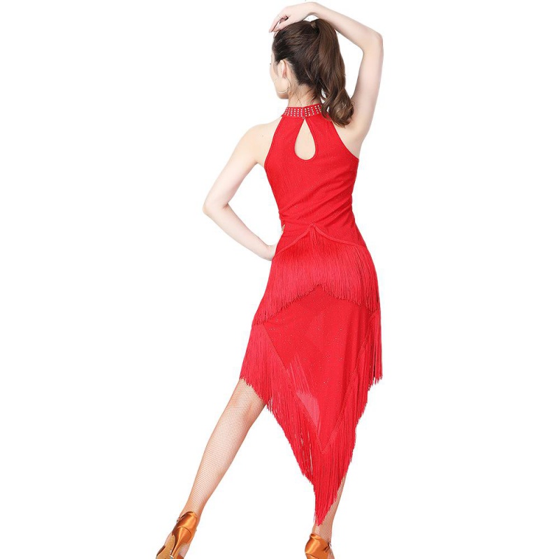 Robe à col licou à franges brillantes pour femmes, rugissant, évasé, testostérone, danse latine, sexy, Rotterdam, kly, paillettes, batterie, con
