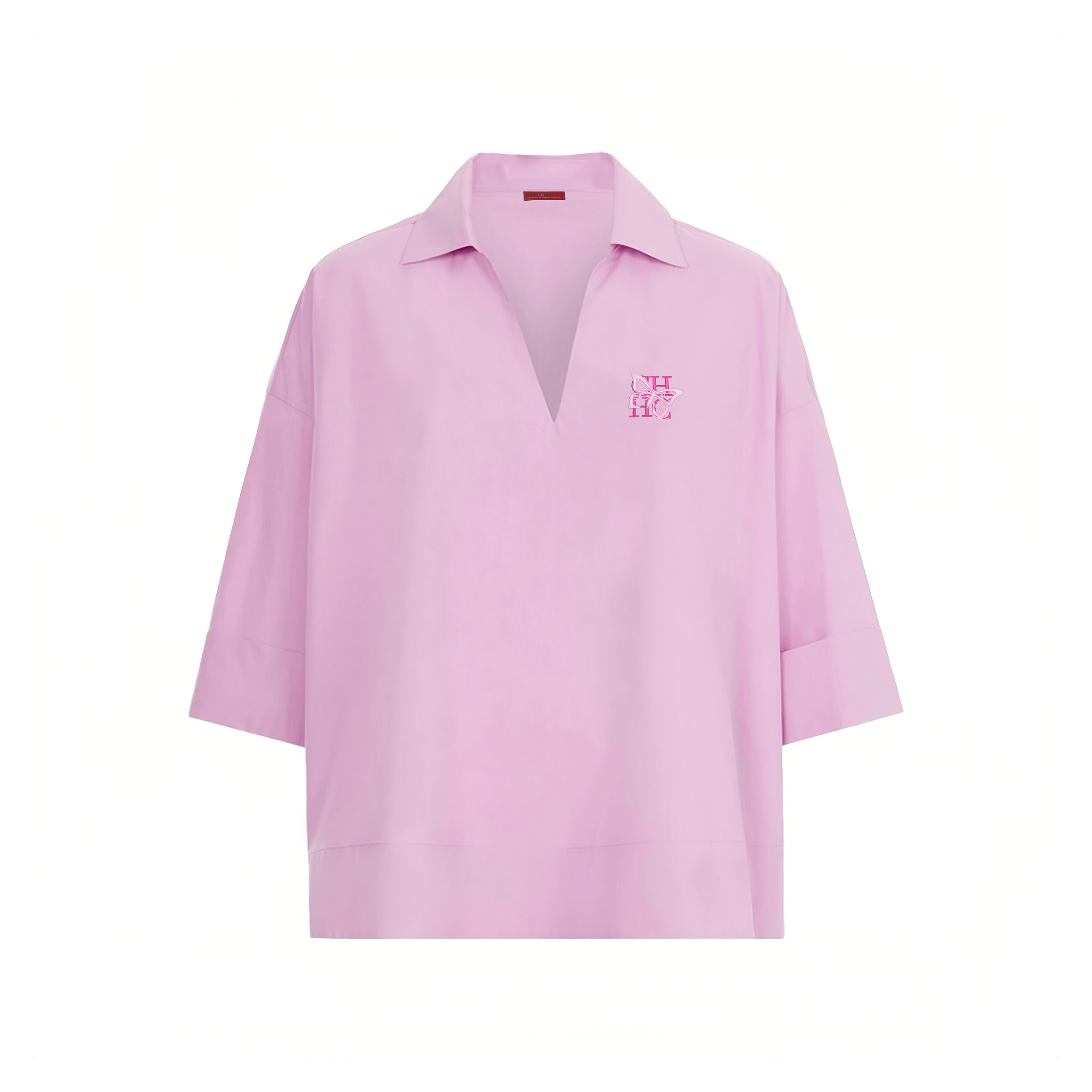 Chemise d'été pour femmes, nouveau haut de couleur unie, col en v, manches courtes, chemise élégante et décontractée