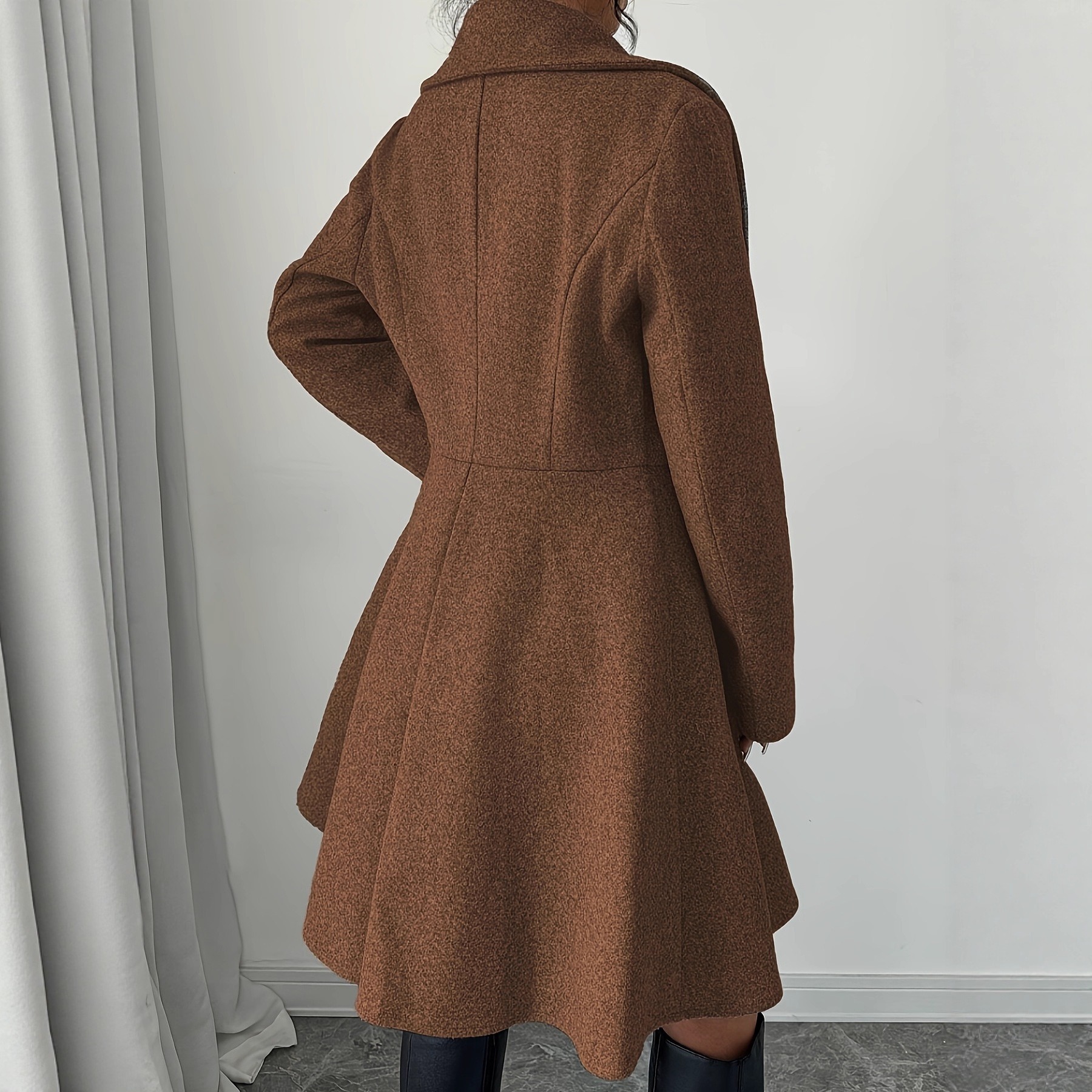 Manteaux en laine pour femmes, manches longues, col rabattu, vestes pour dames, automne hiver, manteau d'extérieur