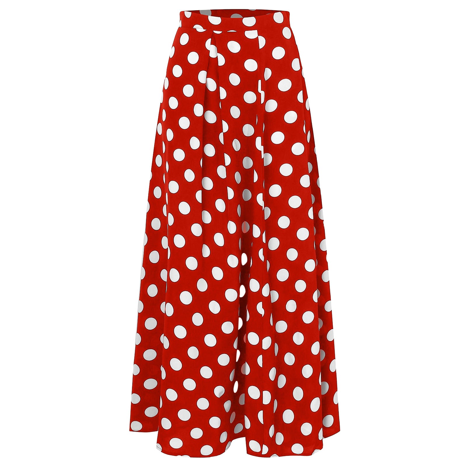Jupe maxi plissée à pois pour femmes, taille haute, grande taille, bohème, élégante, trapèze, longue, mode