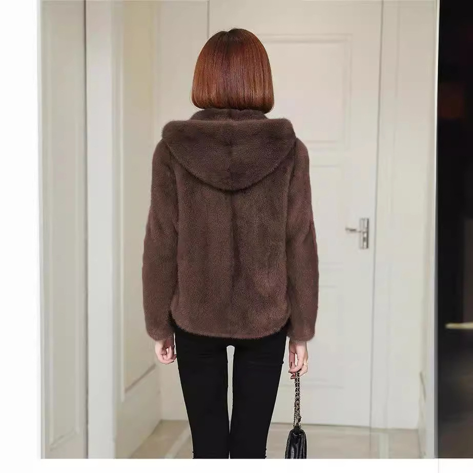Cardigan à capuche doublé polaire pour femme grande taille, chaud et tendance, couleur verte, automne-hiver, polyvalent, imitation peau de mouton