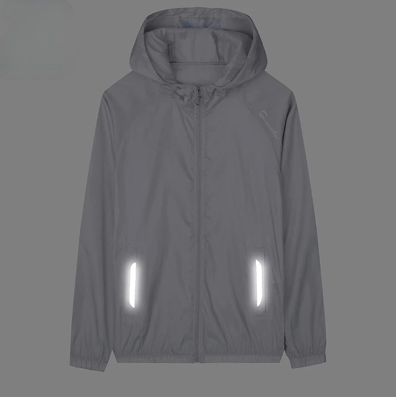 Summer Sun Protection Clothing Mens Casual Lightweight Ice Silk UV Protective Hooded Windbreaker Jacket Hiking Fishing Skin Coat