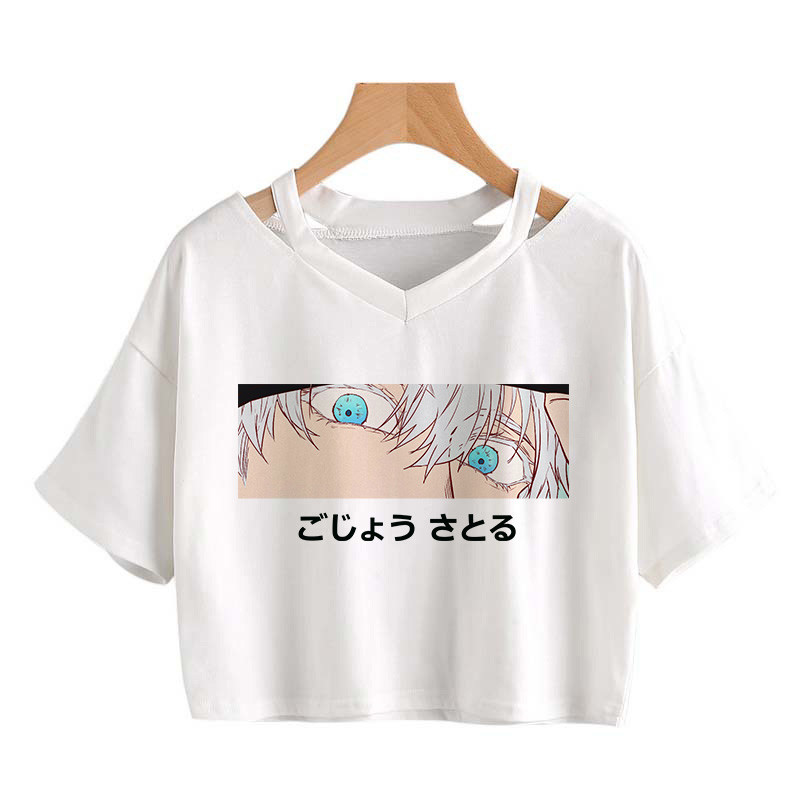 T-shirt imprimé graphique Anime japonais pour femmes, Harajuku, Crop Lomgs, Short At Tee Shirt, Top gothique vintage, Vêtements Y2K, 1500