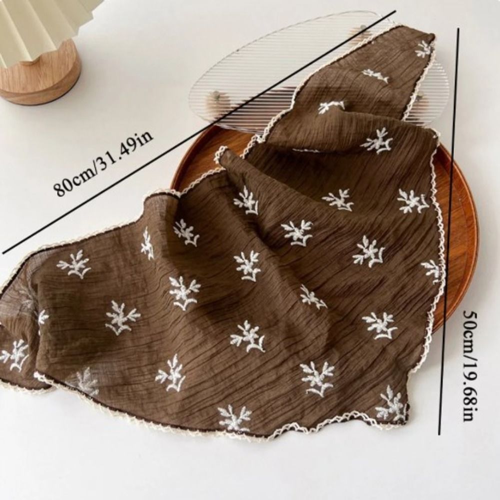 Foulard de tête style pastoral en dentelle florale, bandeau triangle doux en coton et lin, bandeau Y2K, bandana bohème pour femme