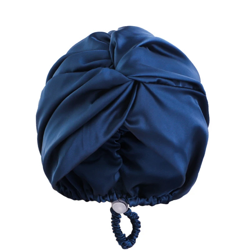 Bonnet Turban en soie de couleur unie pour femmes, Bonnet de nuit doux en Satin, soins capillaires, foulard, couvre-chef torsadé réglable