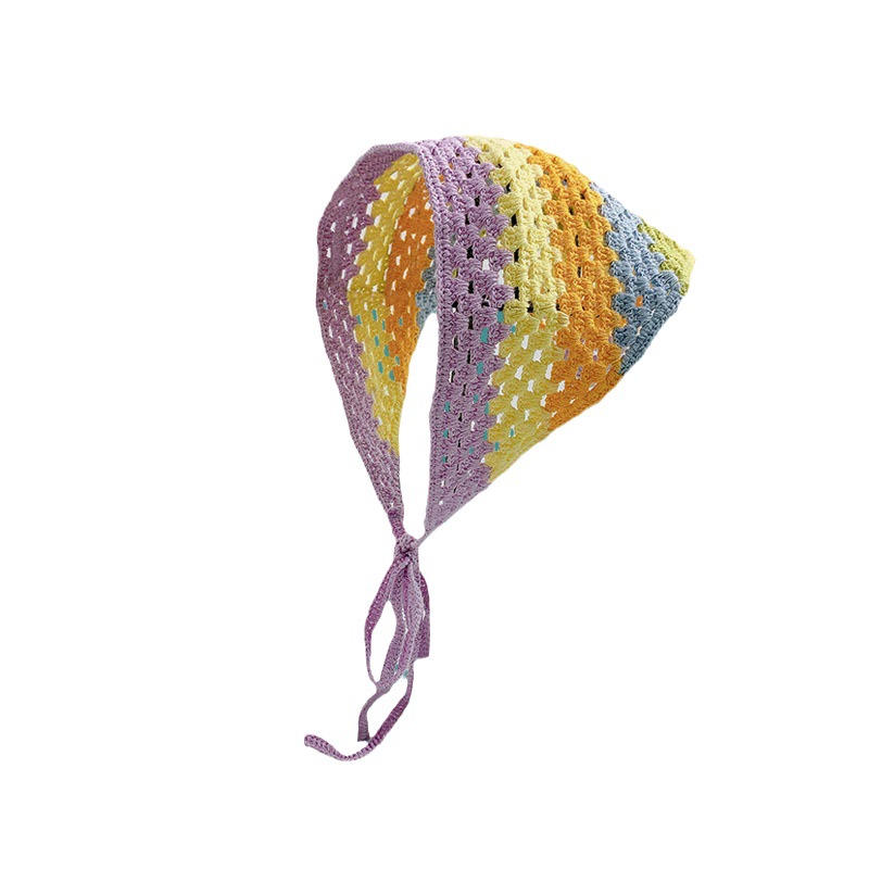 Écharpe triangulaire tricotée Vintage française pour femmes, bandeau découpé au Crochet, bandes de cheveux