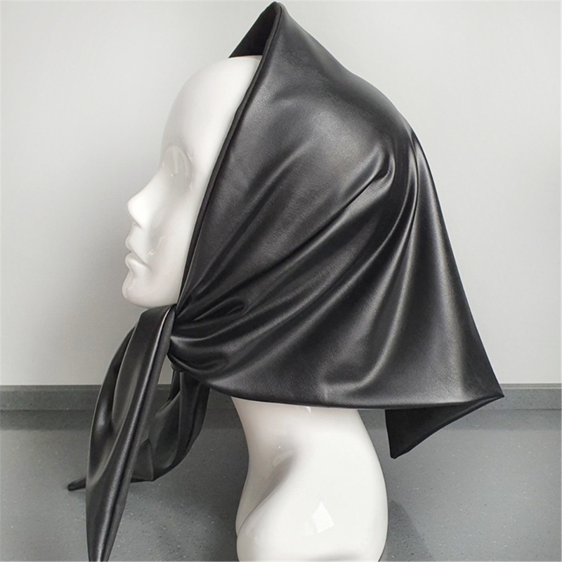 Femmes chaud Long châle hiver enveloppes grandes écharpes Faux cuir écharpe Bandana couvre-tête foulard