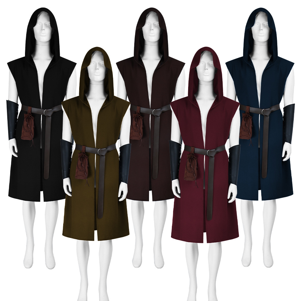 Tunique médiévale Viking Norman Warriors Costume homme Larp Tabard tenue chemise longue hauts gilet sans manches manteau Halloween pour hommes 30