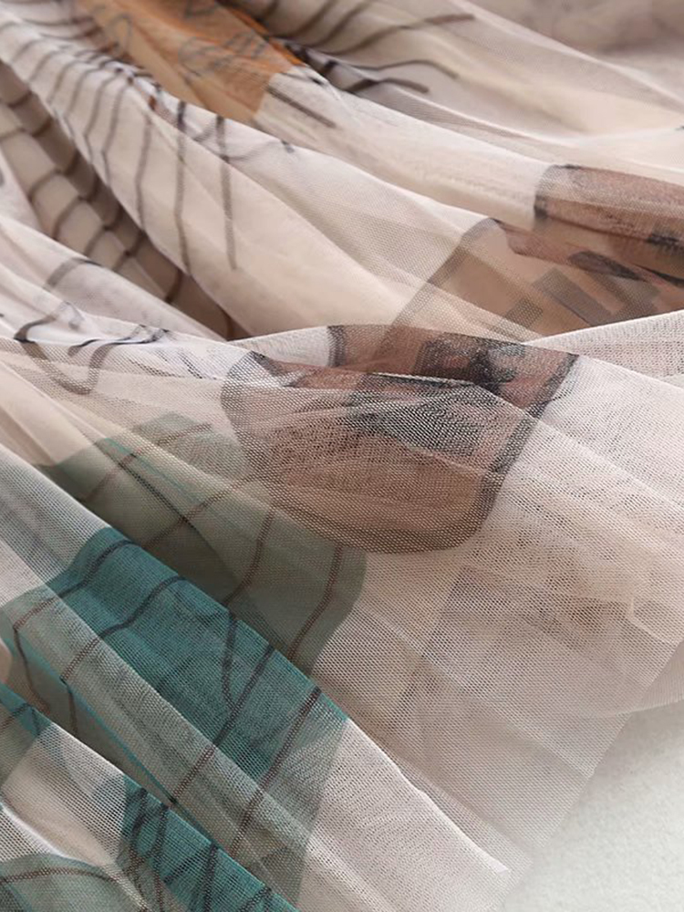 Jupe trapèze taille haute pour femme, maille imprimée, jupe longue plissée mi-longue, mode automne et été, nouveau, 2023
